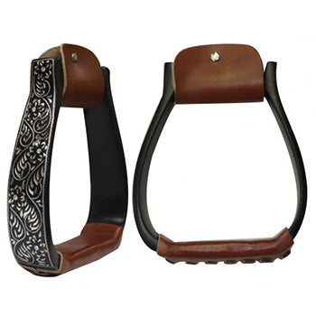 Showman Black Aluminum Engraved Stirrups