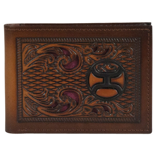 Hooey Tan and Burgundy Inlay Bifold 