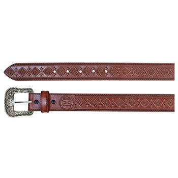 Hooey Men's Brown Diamond Tooled Belt