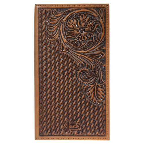 Justin Brown Tooled Rodeo Wallet 