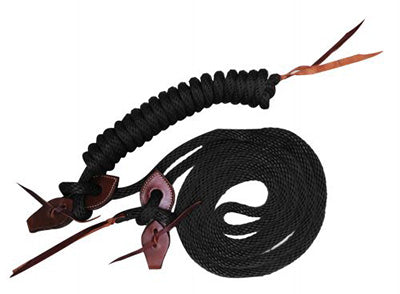 Showman Black Mecate Reins with Slobber Strap