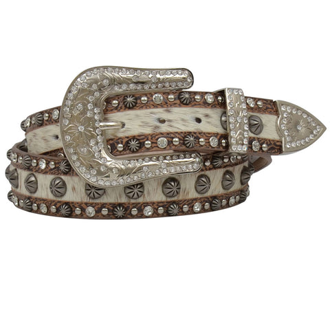 M & F Women's Brown Embossed Hide Belt