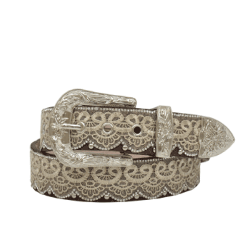 Angel Ranch Women's Brown and Tan Lace Belt