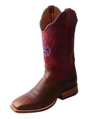 Hooey Women's Red and Brown Diamond Stitch Boots