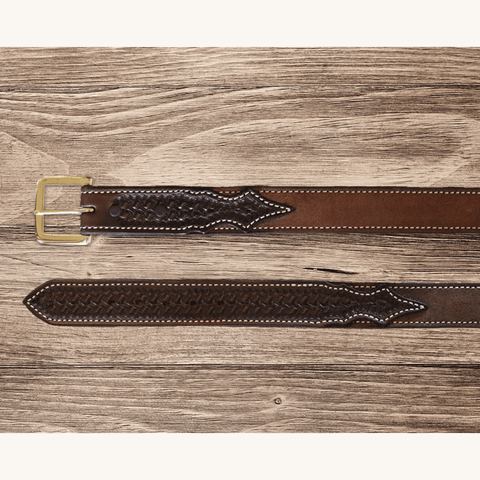 Texas Saddlery Kids Chocolate Roughout/Spider Tooled Combo Belt