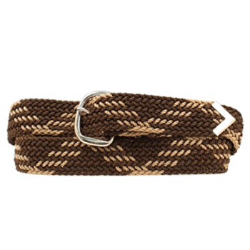 Brown and Tan Braided Web Belt