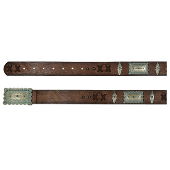 Brown Turquoise Wash Concho Belt
