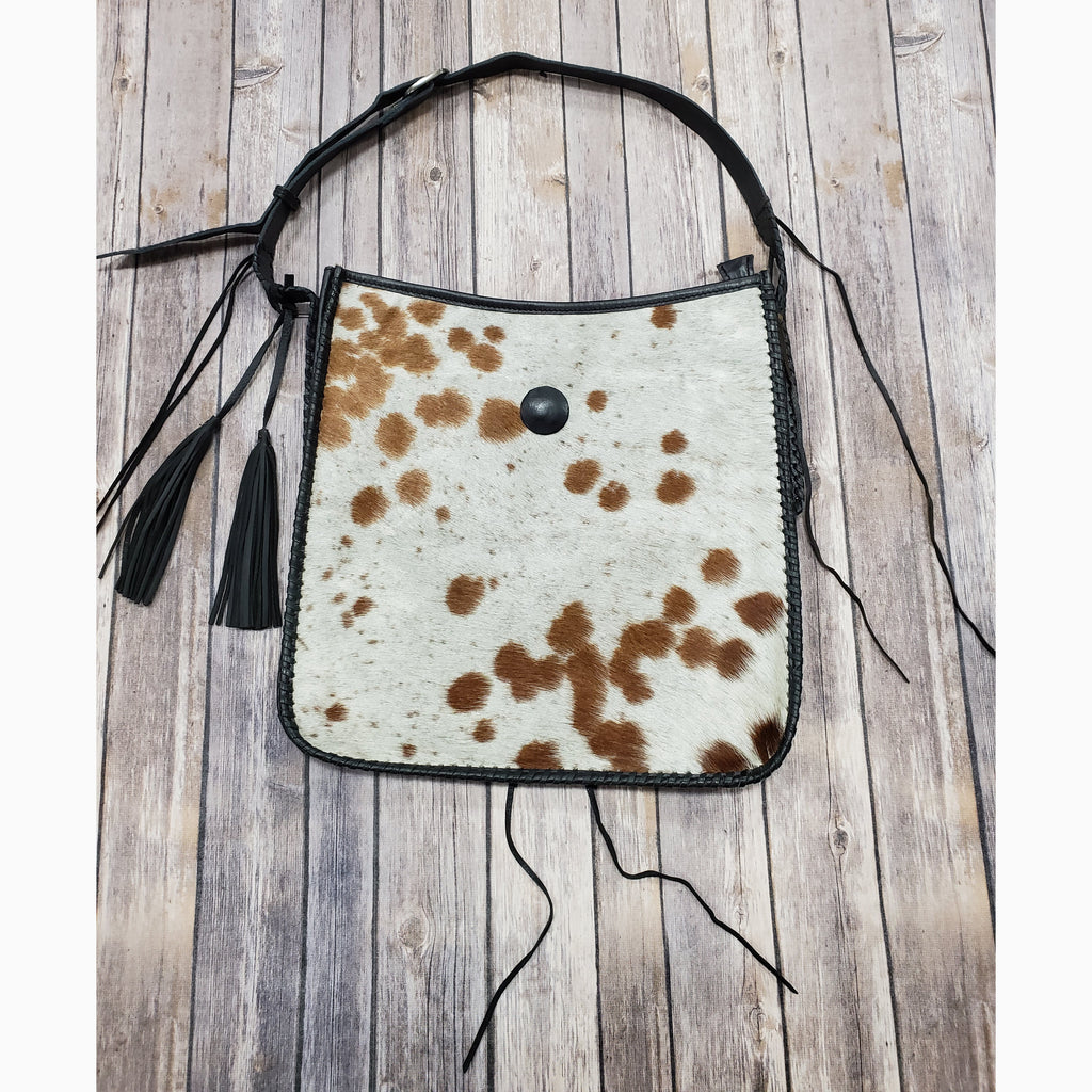 Women's Brown and White Hide Purse 