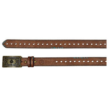 Hooey Brown Turquoise Stitched Belt