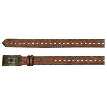 Hooey Brown Turquoise Stitched Belt