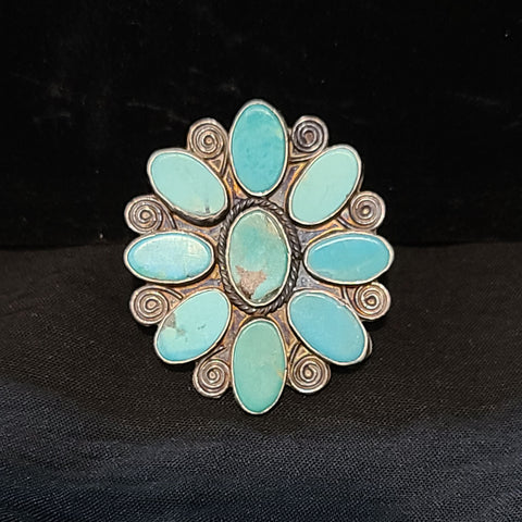 Large Turquoise Floral Ring