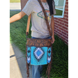 American Darling Turquoise Fringe Blanket Purse