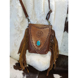 American Darling Turquoise Stone Leather Crossbody