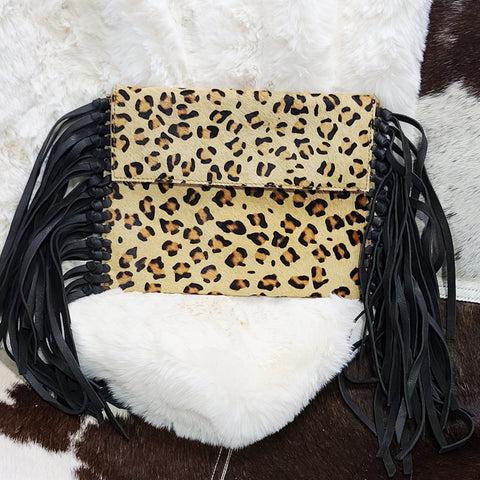 American Darling Fringe Cheetah Clutch