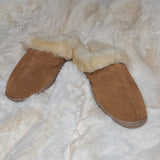 Minnetonka Moccasins Tan Sheep Skin Mule Slippers