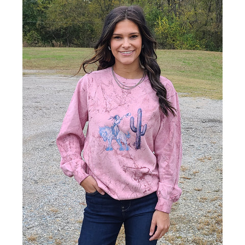 Pink Bleach Cowgirl Sweatshirt