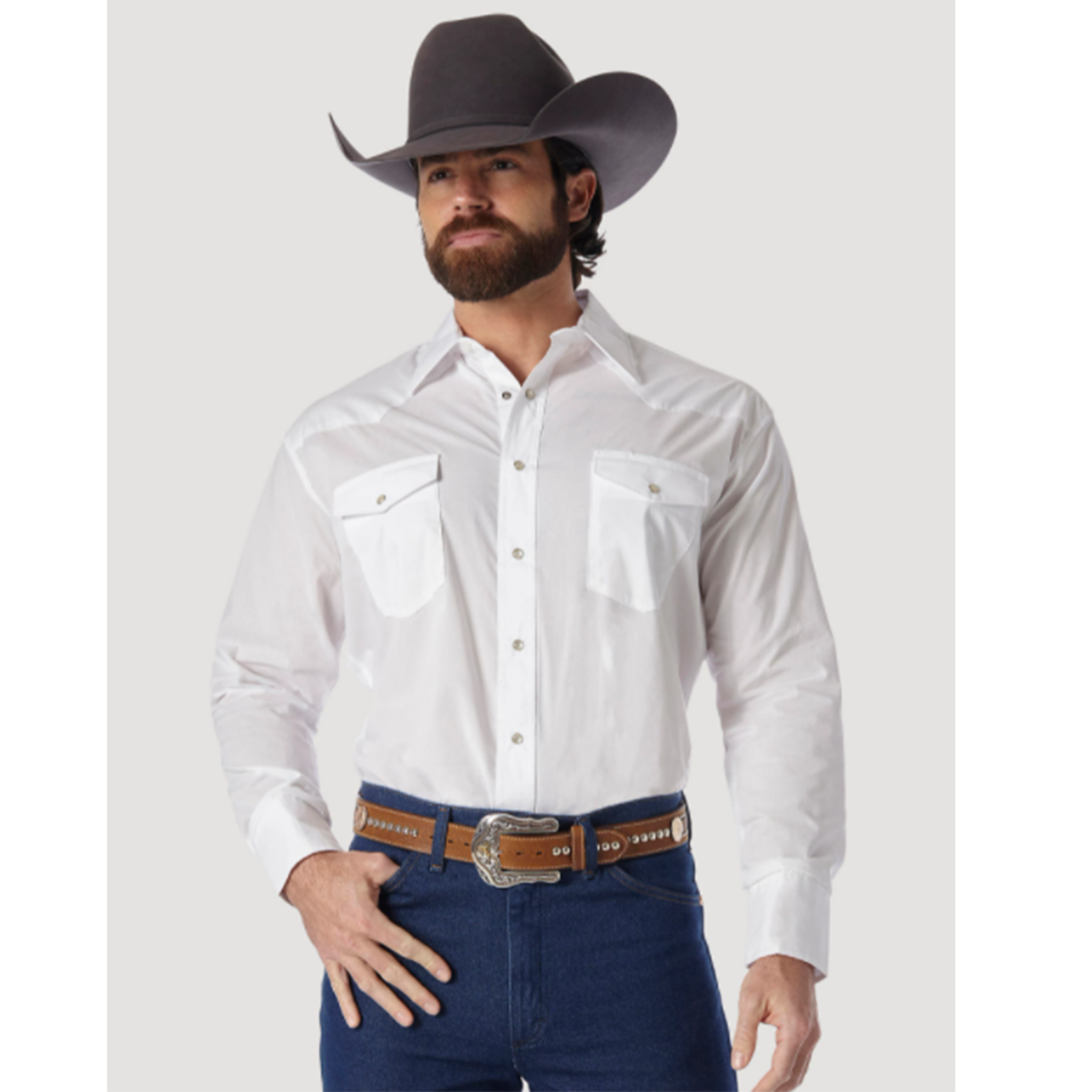 Wrangler Solid White Pearl Snap Shirt – Western Edge, Ltd.