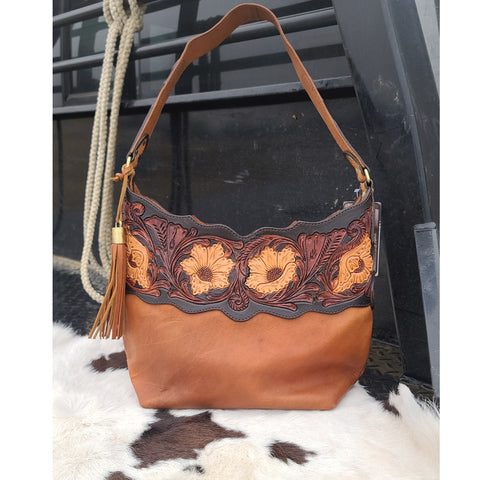 American Darling Conceal Carry Floral Tooled Shoulder Bag