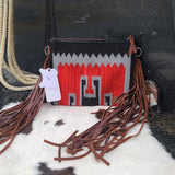 American Darling Red/ Black Blanket Fringe Crossbody