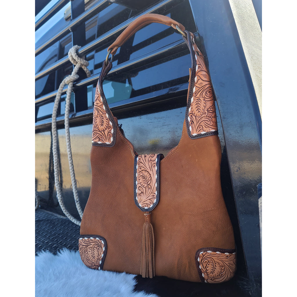 Heritage Tooled Leather Hobo Bag