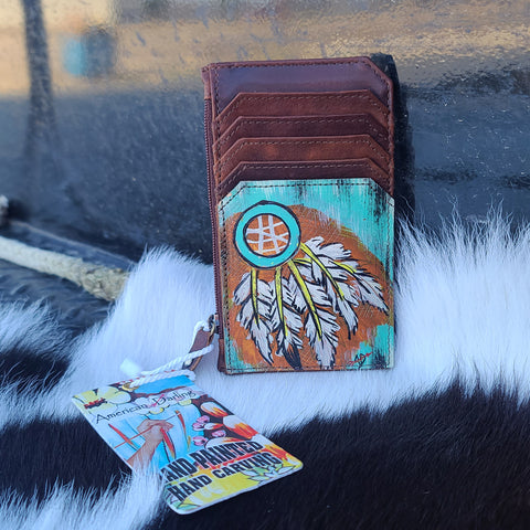 American Darling Painted Feathers Cardholder