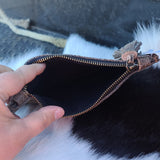 Brown Roughout Leather Wristlet
