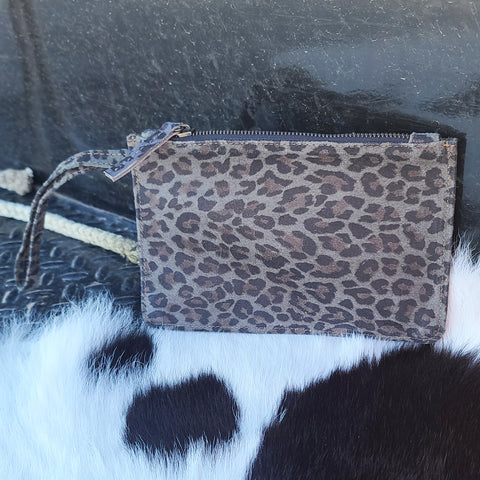 Grey Cheetah Wristlet