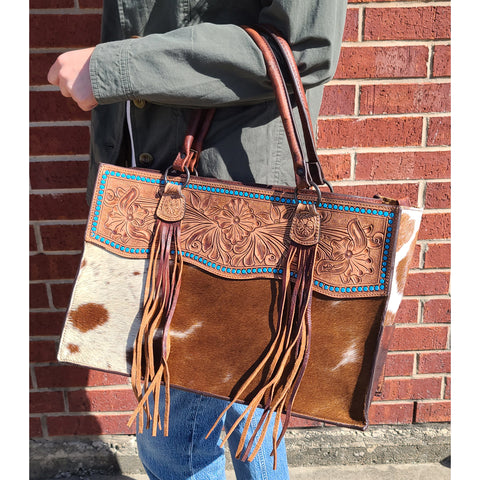 American Darling Conceal Carry Tooled/Hide Tote