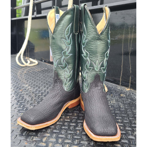 Anderson Bean Black/Green Oiled Shark Boots