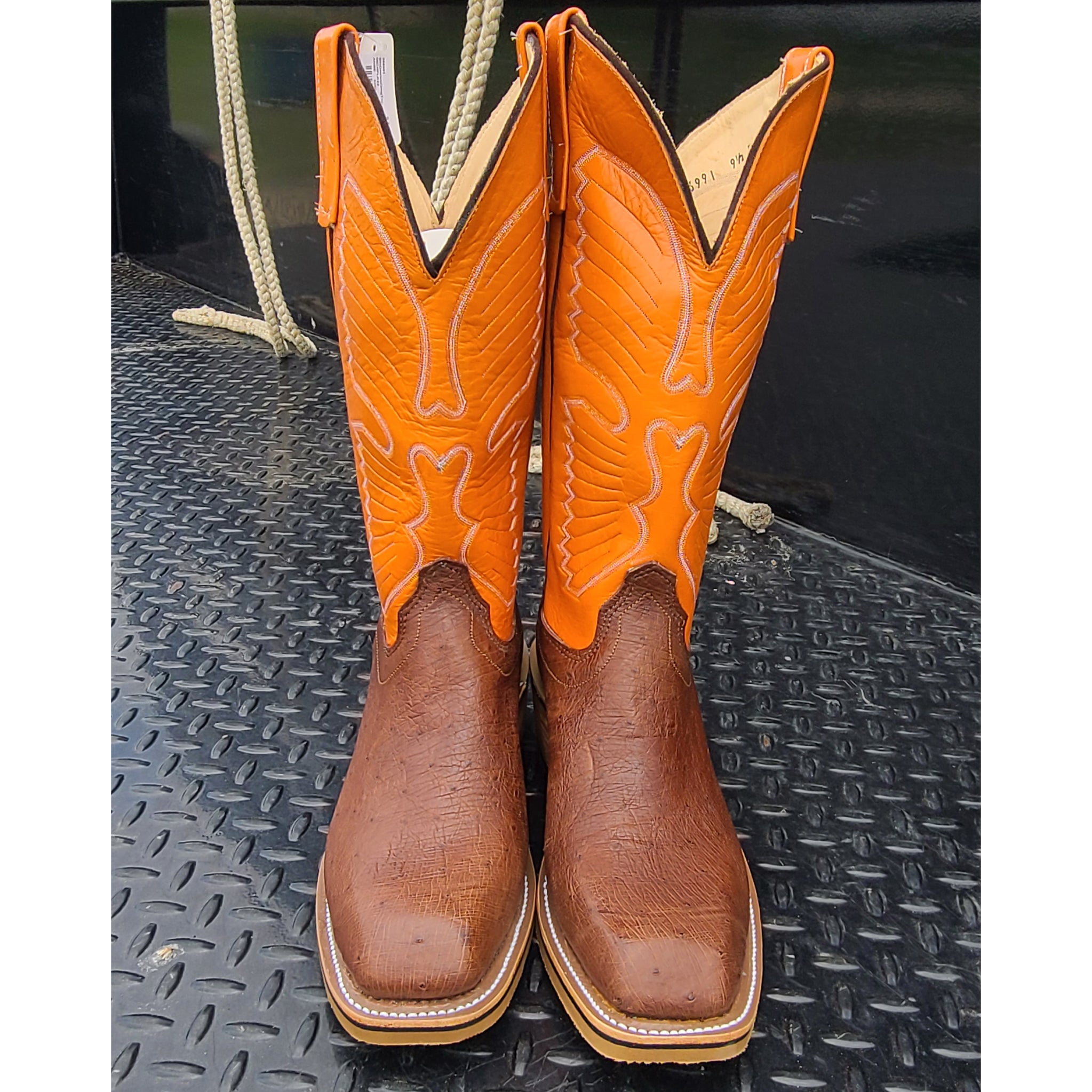 Orange ostrich boots online