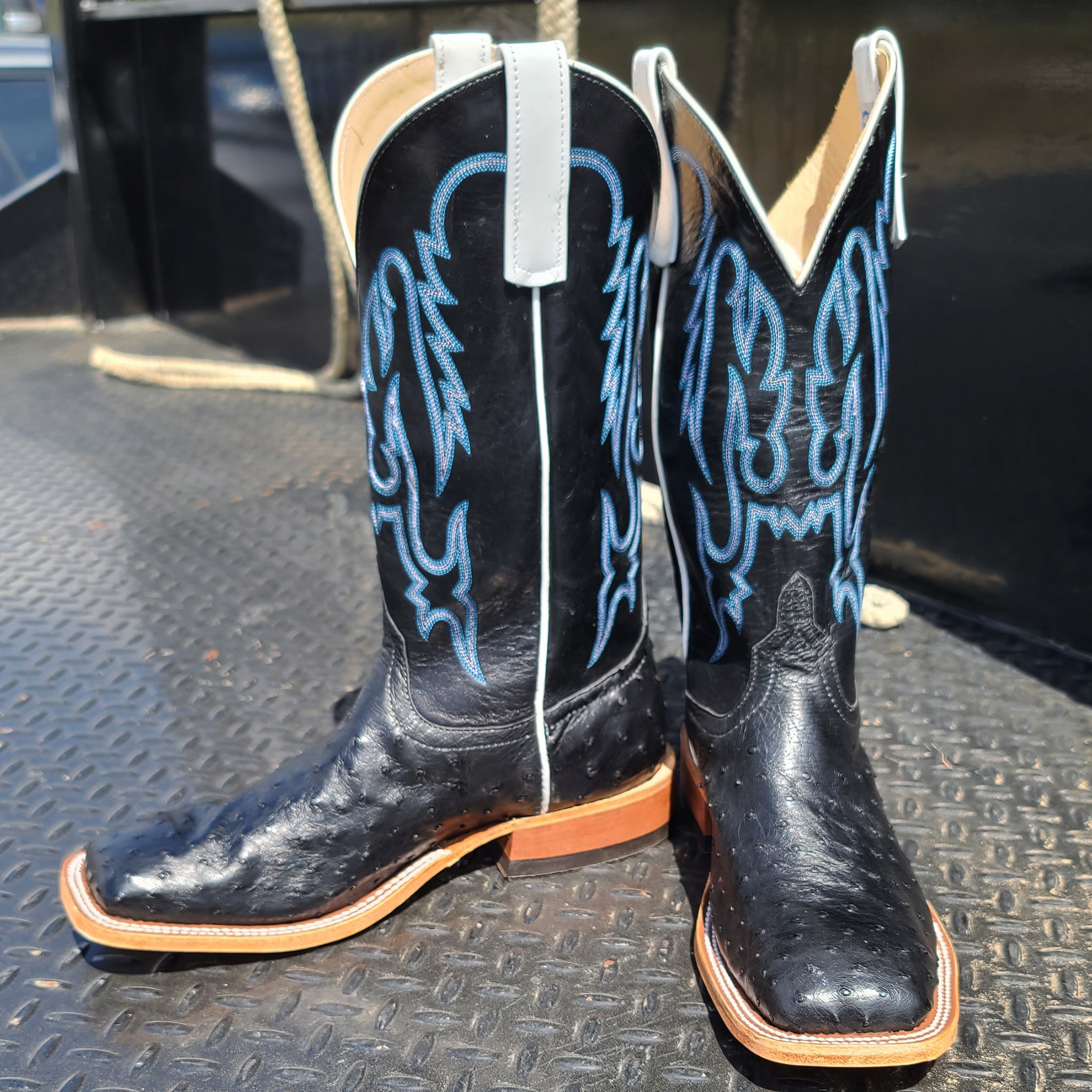 Anderson Bean Men s Black Ostrich Boots
