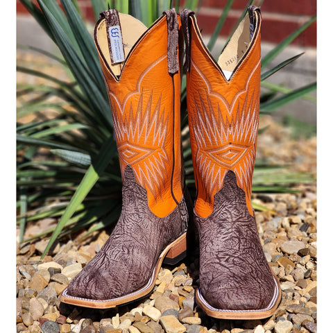 Anderson Bean Brown Washed Elephant Square Toe