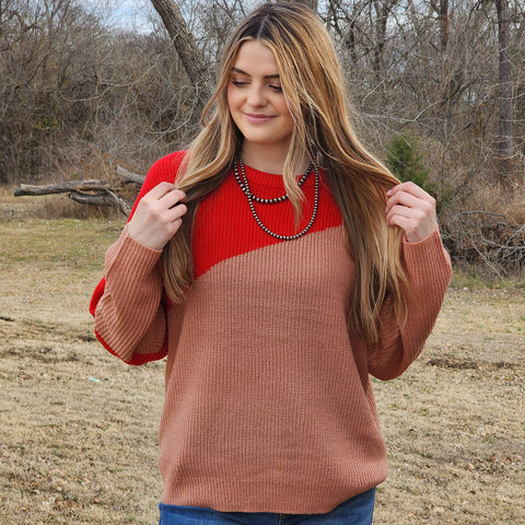 Red & Tan Sweater