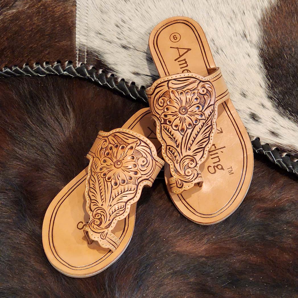 American Darling Tooled Leather Flip Flop – Western Edge, Ltd.