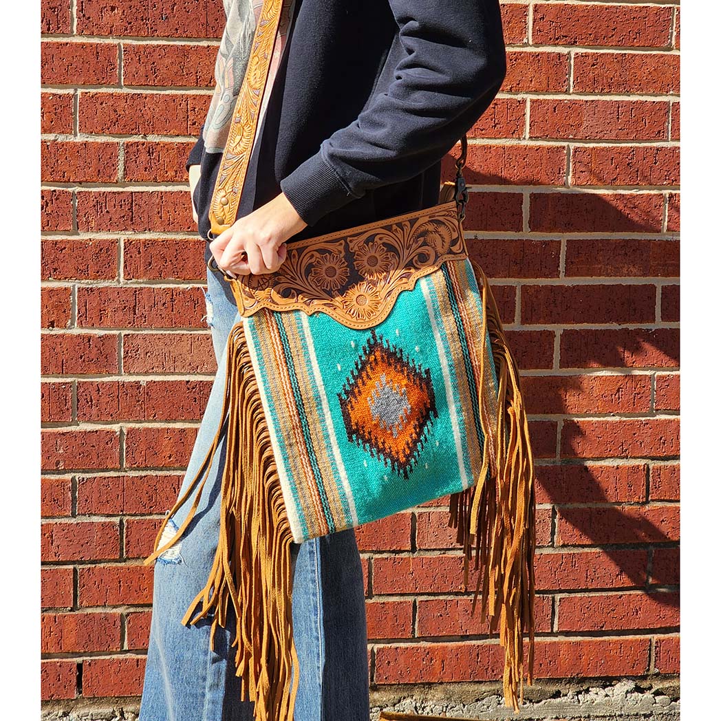 リエ　ameri UNDRESSED CHAIN FRINGE BAG American Darling Winter Green Aztec Fringe Bag