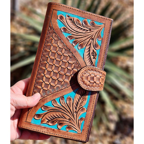 American Darling Tooled Leather w/ Turquoise Accent Wallet