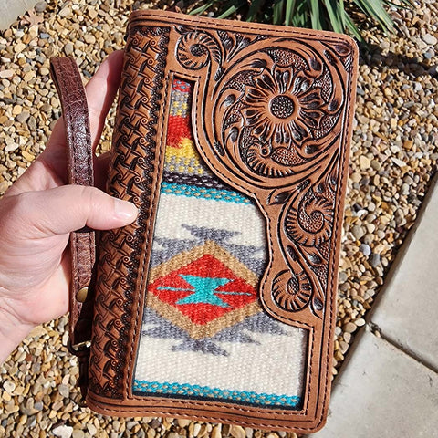 American Darling Aztec Blanket & Tooled Leather Wallet