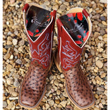Macie Bean Women's Full Quill Tobacco Ostrich Boot