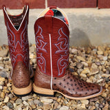 Macie Bean Women's Full Quill Tobacco Ostrich Boot