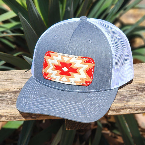 McIntire Saddlery Heather Grey and Red Aztec Cap