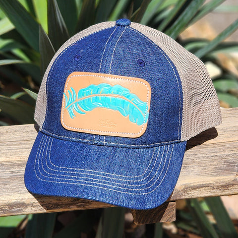 McIntire Saddlery Denim/Tan Feather Patch Cap