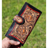 American Darling Black & Red Tooled Leather Wallet