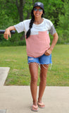 Ivory & Blush Color Block Tee