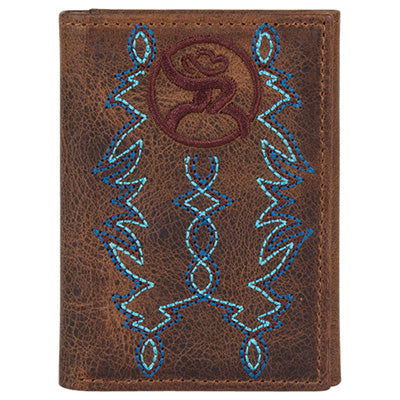 Hooey Blue Boot Stitched Tri Fold Wallet