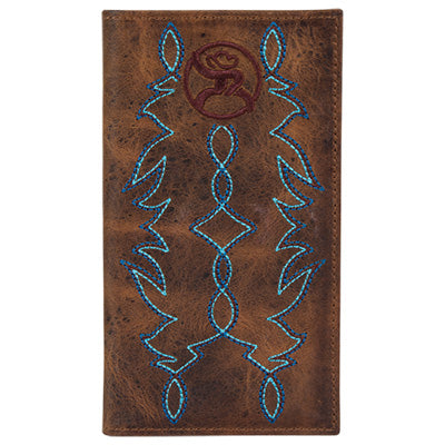 Hooey Brown Blue Boot Stitched Wallet