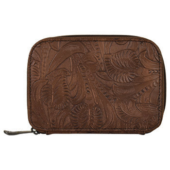 Justin Jewelry Case Brown Tooled