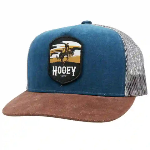 Hooey High Profile Blue/Char/Brown Cap-Cheyenne Patch
