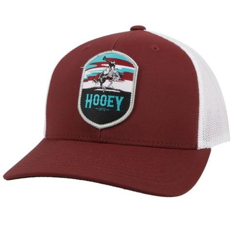 Hooey YOUTH Maroon/White Cheyenne Cap-Turqoise Cheyenne Patch