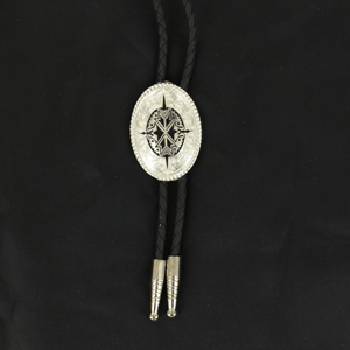 Silver Black Bolo Tie
