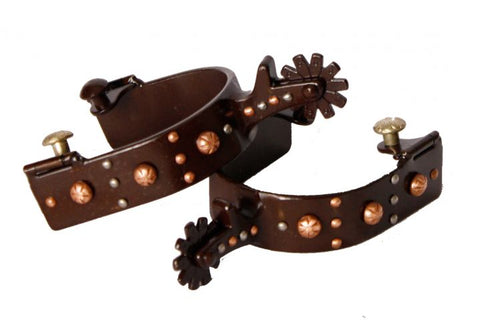 Showman Brown Engraved Studded Spurs